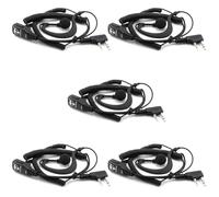 TechSide Kenwood - Auricular Walkie Talkie de 2 pines envolvente con cable en espiral compatible con TS-T9+, Midland G10 G11V, CT890, BaoFeng UV-82 UV5RA | Vigilancia SoftAir Seguridad (5 unidades)