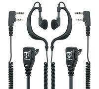 TechSide Micrófono Auricular Envolvente 2 Pines Kenwood con Cables enrollados | Radios bidireccionales | Compatible TI-F8+, Midland G10, G11V, CT890, BaoFeng UV-82, UV5RA | Vigilancia Softair (2 Uds)