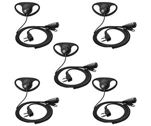 TechSide Midland - Auricular envolvente en forma de D con micrófono PTT de 2 pines, compatible con G7 Pro G8 G9 Pro M24 Plus M48 M99 G6 XT G7 XTR | Vigilancia Seguridad TV Grabaciones (5 unidades)
