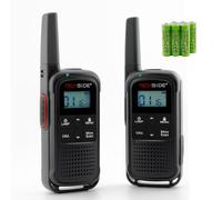 TechSide TS-T3 Go Walkie Talkie PMR446, 16 Canales, Alcance de 10 km, Carga USB-C, con Baterías Recargables y Linterna LED, 2 Unidades