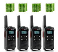 TechSide TS-T3 Go Walkie Talkie PMR446, 16 Canales, Alcance de 10 km, Carga USB-C, con Baterías Recargables y Linterna LED, 4 Unidades