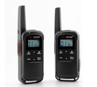 TechSide TS-T3 Go Walkie Talkie PMR446, 16 Canales, Alcance de 10 km, Carga USB-C, con Linterna LED, 2 Unidades