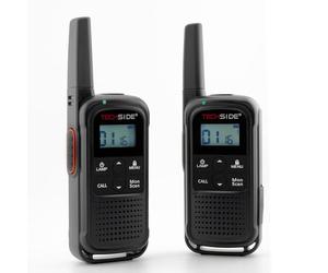 TechSide TS-T3 Go Walkie Talkie PMR446, 16 Canales, Alcance de 10 km, Carga USB-C, con Linterna LED, 2 Unidades