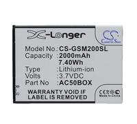 Techtek Batería CS-GSM200SL Compatible con 50 Neon, 50 Neon 4G, 50 Platinium, 50b Oxygen, 50B Sauerstoff, Mika M2, Velocity Sustituye Archos