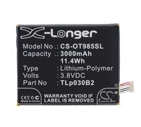 Techtek Batería CS-OT985SL Compatible con One Touch Flash 2, One Touch Flash 2 Dual SIM, One Touch Flash 2 Dual SIM LTE, One Touch Pop S7,