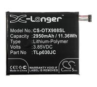 Techtek Batería CS-OTX908SL Compatible con 3C, 3C Dual SIM, 3C Dual SIM 3G, 3V TD-LTE, A3A XL 3G, A3A XL 4G, One Touch A3 XL, One Touch A3 XL