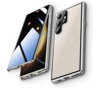 Techterio for Samsung Ultra Privacy Case, 360° Double-Sided Anti Peeping Magnetic Tempered Glass Phone Case, for Samsung S21 S22 S23 S24 Fe Plus Ultra (S25PLUS,Silver)