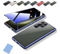 Techterio for Samsung Ultra Privacy Case, for Samsung S20 S21 S22 S23 S24 Fe Plus Ultra,360°Double-Sided Anti Peeping Magnetic Tempered Glass Phone Case (Blue,S22 Plus)