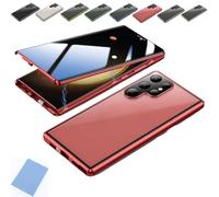 Techterio for Samsung Ultra Privacy Case, for Samsung S20 S21 S22 S23 S24 Fe Plus Ultra,360°Double-Sided Anti Peeping Magnetic Tempered Glass Phone Case (Red,S25)