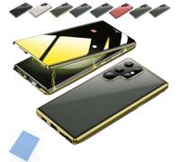 Techterio for Samsung Ultra Privacy Case, for Samsung S20 S21 S22 S23 S24 Fe Plus Ultra,360°Double-Sided Anti Peeping Magnetic Tempered Glass Phone Case (Gold,S25)