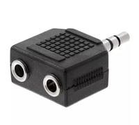 TECHZOCO Adaptador Divisor de Audio Estéreo 2X Jack 3.5mm Hembra a 3.5mm, Adaptador Divisor de Auriculares, Adaptador Divisor de Jack, Compatible con iPod, iPhone, iPad, Samsung, MP3, Negro