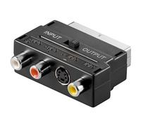TECHZOCO Adaptador SCART AV conmutable, Convertidor Euroconector a 3X RCA (2 Audio + 1 Video) y S-Video, Entrada/Salida seleccionable, Compatible con TV, DVD, VHS, Consolas y más dispositivos