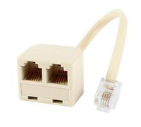 TECHZOCO Bifurcador de telefono RJ11 con cable, Adaptador Divisor de Telefono RJ11 Macho a Doble RJ-11, Splitter de teléfono, Adaptador Divisor 6P4C RJ 11, Cable 10 cm, Plástico, Beige