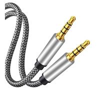 TECHZOCO Cable alargador Jack 3.5 mm TRRS 4 Pines, Cable Aux Macho a Macho, Compatible con Auxiliar para Radio de Coche, Cascos, PS5, Xbox, Reproductor DVD, Altavoz,PC,TV, Nylon trenzado, 2 metros