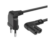 TECHZOCO Cable alimentación IEC-320 C7 acodado, Cable Alimentación Tipo C Euro, Sección 0.75 mm², Compatible con Samsung, Philips, LG Sony Sharp Panasonic LED TV Sky TV, Sky, Negro, 5 Metros