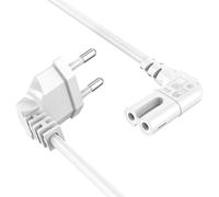 TECHZOCO Cable alimentación IEC-320 C7 acodado, Cable Alimentación Tipo C Euro, Sección 0.75 mm², Compatible con Samsung, Philips, LG Sony Sharp Panasonic LED TV Sky, Sky High Tech TV PS4, 2 Metros
