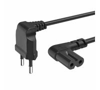 TECHZOCO Cable alimentación IEC-320 C7 acodado, Cable Alimentación Tipo C Euro, Sección 0.75 mm², Compatible con Samsung, Philips, LG Sony Sharp Panasonic LED TV Sky TV, Sky, Negro, 1.50 Metros