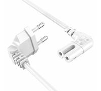 TECHZOCO Cable alimentación IEC-320 C7 acodado, Cable Alimentación Tipo C Euro, Sección 0.75 mm², Compatible con Samsung, Philips, LG Sony Sharp Panasonic LED TV Sky TV, Sky, Blanco, 3 Metros