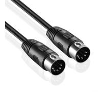 TECHZOCO Cable audio DIN 5 pines, Cable MIDI 5 Pin para Instrumentos de controlador MIDI, Teclado Piano Secuenciador Batería Procesador Efectos Muestreador Pedal Multiefecto, Negro, 1.50 Metros