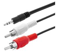TECHZOCO Cable Audio Estereo Jack a 2 RCA, Cable Jack 3,5mm a 2 RCA, Cable Cinch Conector Minijack Audio Estéreo, Apto para HiFi Sonido PC Amplificador Altavoz Móvil Tablet iPod TV DVD, 3 Metros