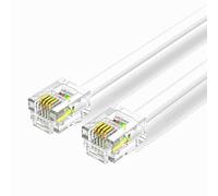 TECHZOCO Cable RJ11 Telefónico ADSL Modular 6P4C Western para Fax Módem Router DSL VDSL ISDN Internet - Blanco, 10 Metros