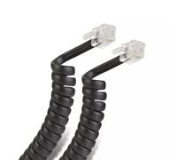 TECHZOCO Cable telefónico, Cable RJ10, RJ9, RJ22, cable de teléfono de línea fija, Diseño en espiral, cable para auricular telefono, 4 hilos 4P4C, 2 Metros estirado, Negro