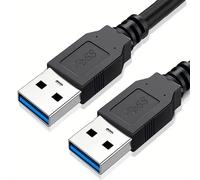 TECHZOCO Cable USB 3.0 Super Speed, Cable USB Macho Macho, USB 3.0, Velocidad hasta 5Gbps, Apto para Ordenador, TV Box, HDD Externo, Base de Ventilación, Hub USB, Raspberry Pi, Negro, 1.80 Metros