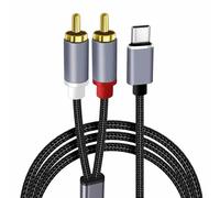 TECHZOCO Cable USB C a 2x RCA DAC Chip, Cable audio RCA a USB C, Compatible con iPad Pro, Huawei Samsung, Xiaomi OnePlus, PC PS5 PS4 Amplificador HDTV Home Cinema y más, Nylon, 1 Metro