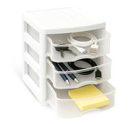 TECHZOCO Cajonera de Almacenamiento con 3 cajones, Unidad de almacenamiento 3 niveles, Torre de almacenaje, Organizador de escritorio, 14 cm ancho x 17 cm fondo x 17 cm alto, Apto para escritorio