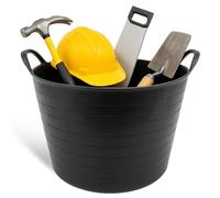 TECHZOCO Capazo Industrial, Espuerta de plástico Flexible, Fabricado en Polietileno de Baja Densidad (PE-LD), 26 litros, Diámetro Superior: 38 cm, Diámetro Inferior: 28 cm, Altura: 30 cm, Negro