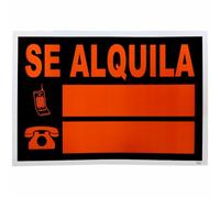 TECHZOCO Cartel Se Alquila, Placa alquilo piso, Señal Se Alquila Local, PVC Resistente, Reflectante, Medidas 33 cm ancho x 23 cm alto, Apto para lugares públicos, zonas de exterior y obras