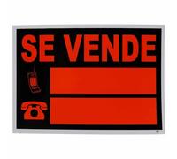 TECHZOCO Cartel Se Vende, Cartel Vendo piso, Panel Se vende Local, PVC Resistente, Reflectante, Apto para lugares públicos, zonas de exterior y obras, Tamaño 50 x 35 cm