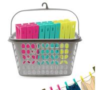 TECHZOCO Cesta Pinzas para Tender Ropa con Colgador, Cesta de Tender, Bolsa para Tender, 25 cm Largo x 18 cm Fondo x 14 cm Alto, Incluye Pinzas, Color Gris