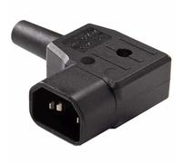 TECHZOCO Conector de alimentación C14 e IEC macho de 3 pines en ángulo, conector de alimentación angular C14, apto para cable de 0,75 mm2, 10 A 250 V IEC 60320, macho