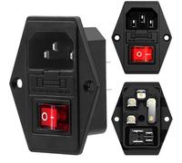 TECHZOCO Conector de alimentación con fusible C14, panel de conexión, módulo de conexión C14 con marco, AC 10 A 250 V, apto para máquinas industriales y recreativas
