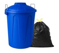 TECHZOCO Cubo de Basura con tapa, cubo basura Industrial, Cubo basura Plástico con asas metálicas, Contenedor residuos, 55 cm alto x 44 cm Diámetro superior, Capacidad 51 Litros