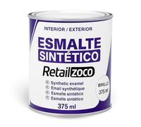 TECHZOCO Esmalte Sintético, Pintura Esmalte, synthetic enamel, Uso en maderas y metales, Apto para interior/Exterior, Contiene 375 ml, Color Blanco Brillo