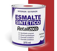 TECHZOCO Esmalte Sintético, Pintura Esmalte, synthetic enamel, Uso en maderas y metales, Apto para interior/Exterior, Contiene 375 ml, Color Rojo Vivo