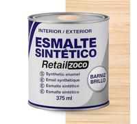 TECHZOCO Esmalte Sintético, Pintura Esmalte, synthetic enamel, Uso en maderas y metales, Apto para interior/Exterior, Contiene 375 ml, Color Barniz brillo