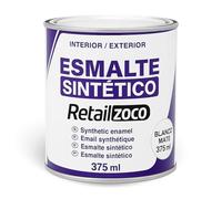 TECHZOCO Esmalte Sintético, Pintura Esmalte, synthetic enamel, Uso en maderas y metales, Apto para interior/Exterior, Contiene 375 ml, Color Blanco Mate