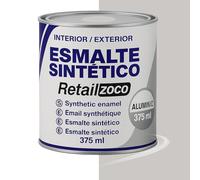 TECHZOCO Esmalte Sintético, Pintura Esmalte, synthetic enamel, Uso en maderas y metales, Apto para interior/Exterior, Contiene 375 ml, Color Aluminio