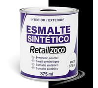 TECHZOCO Esmalte Sintético, Pintura Esmalte, synthetic enamel, Uso en maderas y metales, Apto para interior/Exterior, Contiene 375 ml, Color Negro Mate