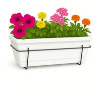 TECHZOCO Jardinera de plástico, Balconera de plástico, Macetero para Jardín, Fabricado en Polipropileno, Incluye Soporte, Patio, Interior o Exterior, 60 cm Largo x 16.5 cm Alto x 11 cm Fondo, Blanco