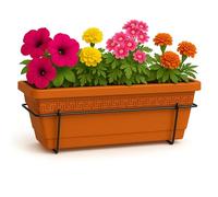 TECHZOCO Jardinera de plástico, Balconera de plástico, Macetero para Jardín, Fabricado en Polipropileno, Incluye Soporte, Patio, Interior o Exterior, 60 cm Largo x 16.5 cm Alto x 18 cm Fondo,Terracota