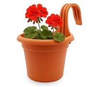 TECHZOCO Jardinera de plástico, Balconera de plástico, Macetero para Jardín, Maceta Balconera, Fabricado en Polipropileno, 25.5 cm Altura x 18 cm diámetro Superior, Terracota