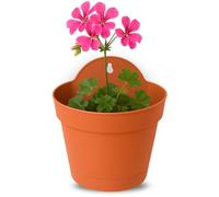 TECHZOCO Macetero con Soporte de Pared, Maceta Redonda plástico, Tiesto Colgar Flores, Fabricado en Polipropileno, Recipiente Pared para Flores, 19 cm diámetro x 12 cm Base x 21,5 cm Alto, Terracota