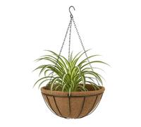 TECHZOCO Macetero de Coco Colgante, Maceta de Coco diseño Lineal, Tiesto Colgar Flores, Fabricado en Fibra de Coco y Metal, Recipiente Pared para Flores, 20 cm diámetro x 11 cm Alto