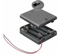 TECHZOCO Portapilas con Interruptor ON/Off, Soporte de Batería AA, Caja de Batería, Porta Pilas, Incluye Cable de 200mm, Voltaje Total: 6V (1.5V por Pila), Apto para 4 Pilas LR3 AAA (FR3, HR3, LR3)