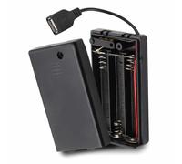 TECHZOCO Portapilas con Interruptor ON/Off, Soporte de Batería AA, Caja de Batería, Porta Pilas, Incluye Cable USB Hembra, Voltaje Total 4.5V (1.5V por Pila), Apto para 3 Pilas LR6 AA (FR6, HR6, LR6)