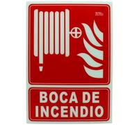 TECHZOCO Señal Boca de Incendio, Señal luminiscente boca incendio, fotoluminiscentes, Cumple normativa ISO/UNE, CTE, RIPCI nueva ley, PVC 0,7mm, Clase B 800 min atenuación, ISO 9001 -RIPCI, 21 x 30 cm